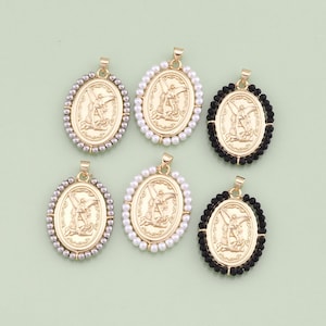 1pcs 18K Gold Filled St Michael Pendant Charm for DIY Religious Jewelry Finding Necklace Bracelet AD-935