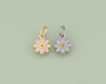 1pcs 18K Gold Filled Enamel Flower Pendant Flower Charm for DIY Jewelry Finding Necklace Bracelet AD3371