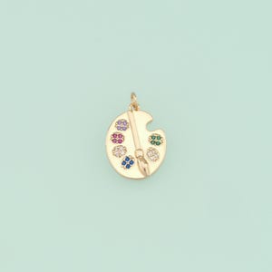 Pingente de paleta de zircônia cúbica preenchida com ouro 18K para pintor, colar e pulseira faça você mesmo para encontrar joias NY-379