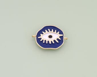 1pcs 18K Gold Filled Enamel Evil Eye Connector Pendant Evil Eye Charm for DIY Jewelry Finding Necklace Bracelet NY-2338