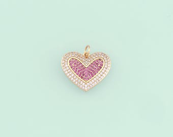1pcs 18K Gold Filled CZ Heart Pendant Heart Charm for DIY Jewelry Finding Necklace Bracelet NY-568