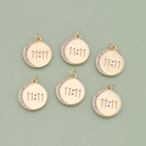 1pcs 18K Gold Filled CZ 11:11 Pendant Angel Numbers Charm for DIY Jewelry Finding Necklace Bracelet AD1825