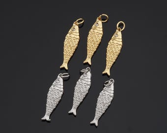 18K Gold Filled Fish Pendant Fish Charm for DIY Jewelry Finding Necklace Bracelet AD-80