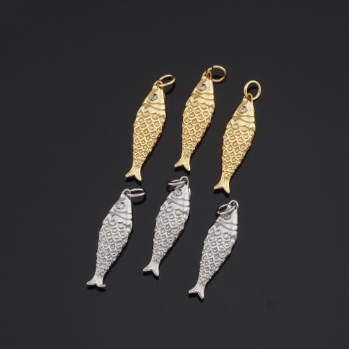 18K Gold Filled Fish Pendant Fish Charm for DIY Jewelry Finding Necklace Bracelet AD-80