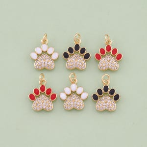1pcs 18K Gold Filled Enamel Cat Paw Pendant Dog Paw Charm for DIY Jewelry Finding Necklace Bracelet AD-2914