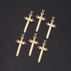 1pcs 18K Gold Filled Cross Pendant Cross Sword Charm for DIY Jewelry Finding Necklace Bracelet AD-720