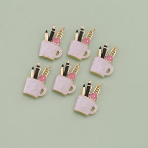 1 stks 18 K Gold Filled Emaille Pen Hanger Penhouder Charm voor DIY Sieraden Vinden Ketting Armband AD1737