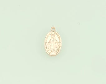 1pcs 18K Gold Filled Oval Virgin Mary Pendant Religion Charm for DIY Jewelry Finding Necklace Bracelet NY-1210