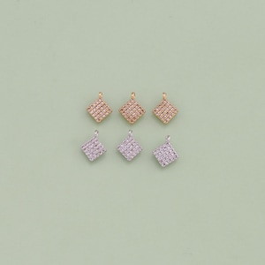1pcs 18K Gold Filled CZ Rhombus Pendant Rhombus Charm for DIY Jewelry Finding Necklace Bracelet AD1971