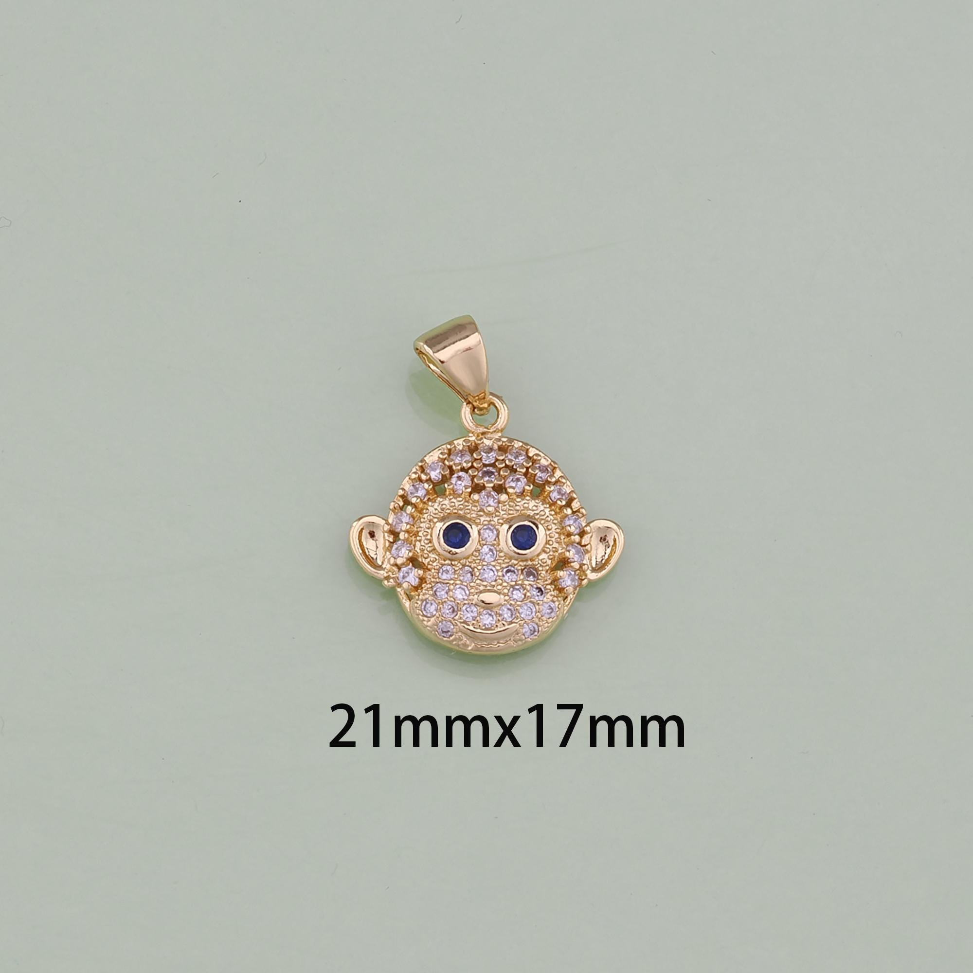 1pcs 18K Gold Filled Monkey Pendant CZ Monkey Animal Charm for DIY ...