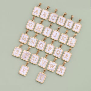 18K Gold Filled Letter Pendant White Shell Initial Charm for DIY Jewelry Finding Necklace Bracelet LW3