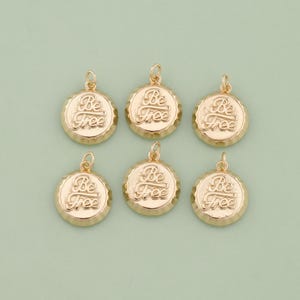 1pcs 18K Gold Filled Bottle Cap Pendant Be Free Charm for DIY Jewelry Finding Necklace Bracelet AD-3015