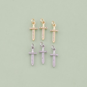 1pcs 18K Gold Filled CZ Sword Pendant Sword Charm for DIY Jewelry Finding Necklace Bracelet AD-2961