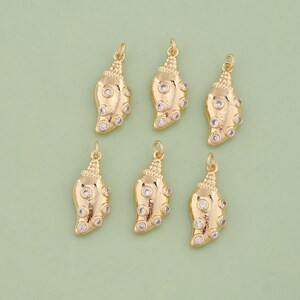 1 pièces pendentif coquillage CZ rempli d&#39;or 18 carats breloque conque pour bijoux à bricoler soi-même trouver collier bracelet XT-183