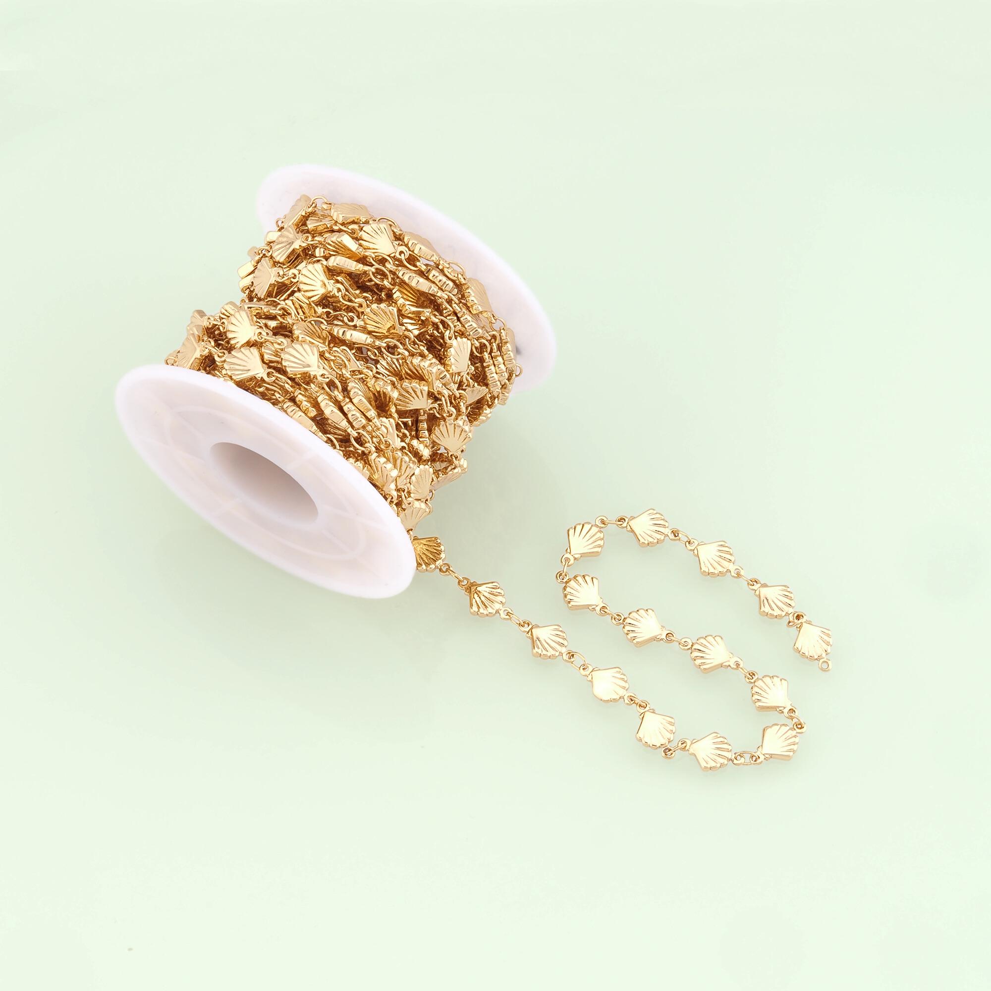 1 Meter 18K Gold Filled Shell Chain Necklace,scallop Chain for DIY ...