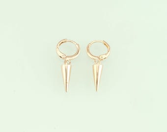 1pair 18K Gold Filled Dainty Huggie Earring Findings Gold Spiked Hoops Earrings for Earring Supplies for DIY Jewelry Finding NY-1135