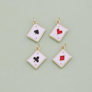 1pcs 18K Gold Filled Enamel Poker Pendant Poker Charm for DIY Jewelry Finding Necklace Bracelet AD2175