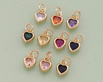 1pcs 18K Gold Filled CZ Heart Pendant Mini Crystal Heart Charm for DIY Jewelry Finding Necklace Bracelet CF-01