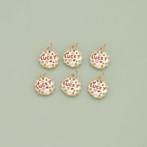 1pcs 18K Gold Filled Enamel Lucky Pendant Lucky Charm for DIY Jewelry Finding Necklace Bracelet AD1955