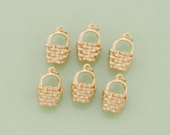 1pcs 18K Gold Filled Basket Pendant Basket Charm for DIY Jewelry Finding Necklace Bracelet AD-3165