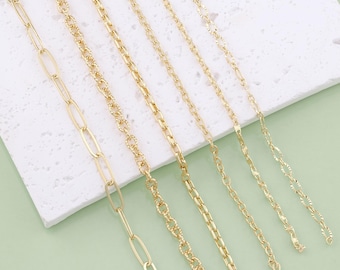 1 meter 18K Gold Filled Rectangle Oval Chain Necklace,Thin Link Chain Paperclip Chain for DIY Jewelry Finding Necklace Bracelet