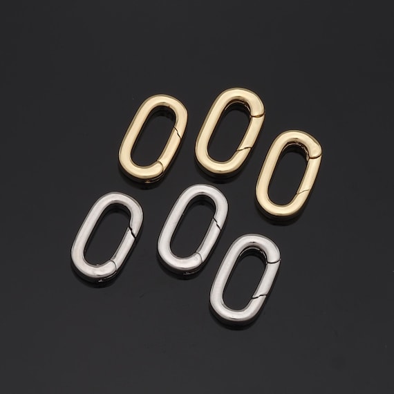 6 Moschettoni Ovali In Oro 18 Carati Per Collane E Bracciali - Chiusura Sicura A Molla - Foto 9