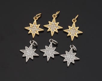 1 Stück 18K Gold Fill CZ Nordstern Anhänger Charme für DIY Schmuck finden Halskette Armband AD-150