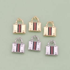 1pcs 18K Gold Filled Enamel Handbag Pendant Handbag Charm for DIY Jewelry Finding Necklace Bracelet AD1834