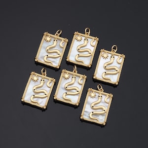 Colgante de tarot relleno de oro de 18 quilates con forma de serpiente, amuleto para hacer joyas, collares y pulseras, AD-739