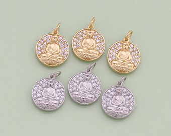 1pcs 18K Gold Filled Buddha Pendant Buddha Medallion Charm for DIY Religious Jewelry Finding Necklace Bracelet AD-1016