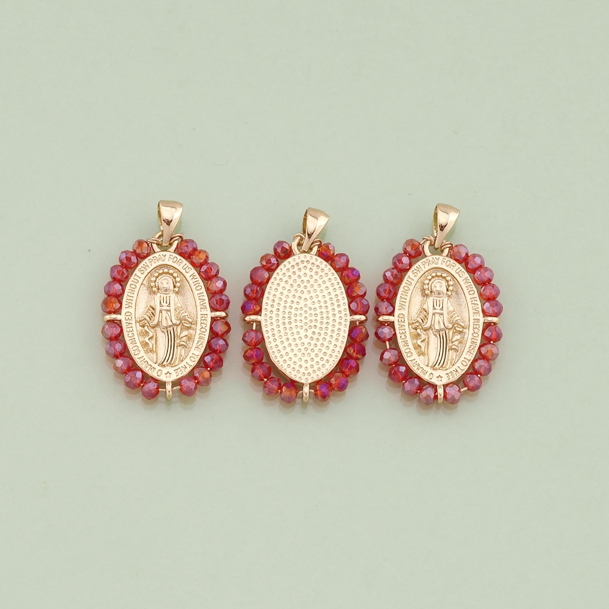 1pcs 18K Gold Filled Oval Virgin Mary Pendant Our Lady Charm for DIY ...