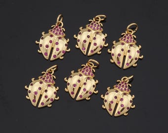 1pcs 18K Gold Filled Ladybug Pendant Charm for DIY Jewelry Finding Necklace Bracelet AD-192
