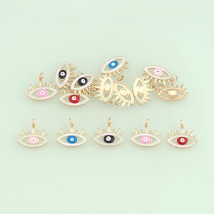 1pcs 18K Gold Filled Enamel Evil Eye Pendant Eyelash Charm for DIY Jewelry Finding Necklace Bracelet NY-625