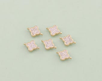 1pcs 18K Gold Filled CZ Clover Pendant Connector Charm for DIY Jewelry Finding Necklace Bracelet AD2474