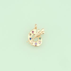 Pingente de paleta de zircônia cúbica preenchida com ouro 18K para pintor, colar e pulseira faça você mesmo para encontrar joias NY-609