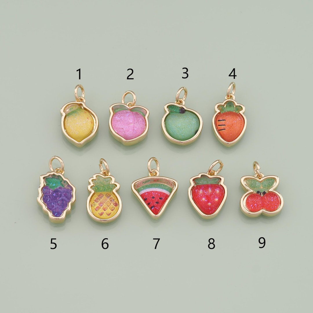 1pcs 18K Gold Filled Enamel Fruit Pendant Fruit Charm for DIY Jewelry ...