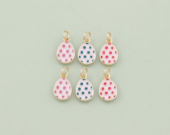 1pcs 18K Gold Filled Enamel Easter Egg Pendant Egg Charm for DIY Jewelry Finding Necklace Bracelet AD2570