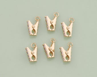 1pcs 18K Gold Filled Clothespin Pendant Clip Charm for DIY Jewelry Finding Necklace Bracelet AD-2794