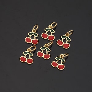 18K Gold Filled Cherry Pendant Fruit Cherry Charm for DIY Jewelry Finding Necklace Bracelet AD-501