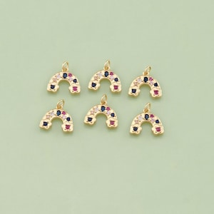 1pcs 18K Gold Filled CZ Rainbow Pendant Rainbow Charm for DIY Jewelry Finding Necklace Bracelet XT-263