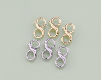 18K Gold Filled Double Opening Infinity Clasp,Carabiner Connector,Spring Push Gate For DIY Jewelry Clasp Finding Necklace Bracelet AD1445