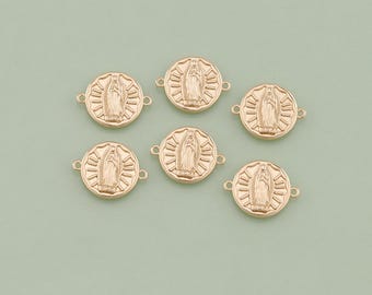 1pcs 18K Gold Filled Virgin Mary Pendant Connector Charm for DIY Jewelry Finding Necklace Bracelet AD2381