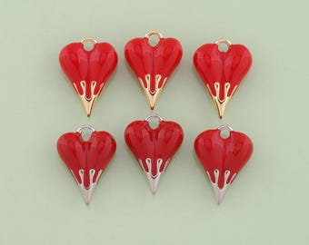 1pcs 18K Gold Filled Enamel Heart Pendant Heart Charm for DIY Jewelry Finding Necklace Bracelet AD-3144