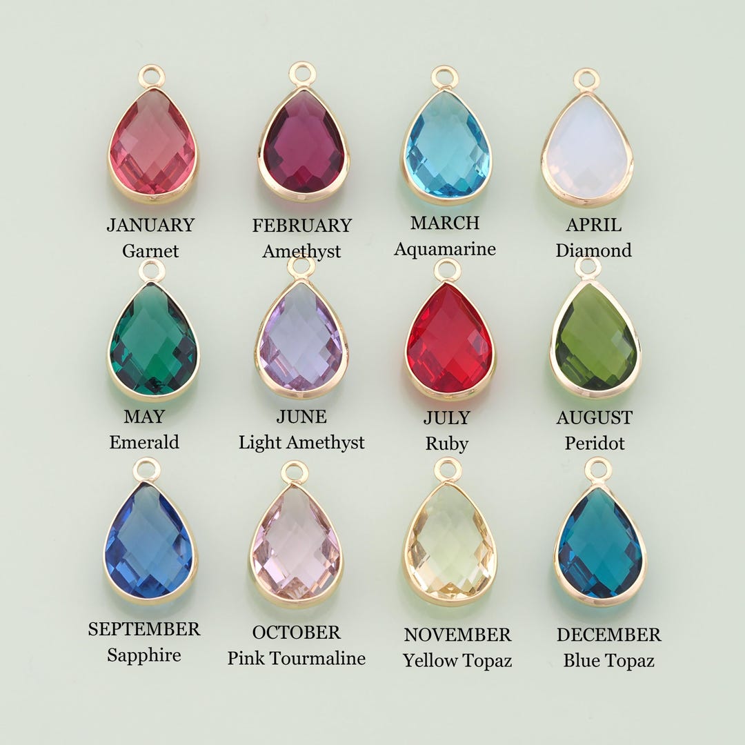 Birthstone Style 1pcs 18K Gold Filled Birthstone Pendant Month Charm for DIY Jewelry ...