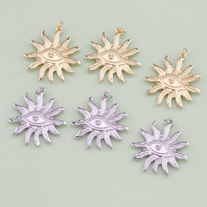1pcs 18K Gold Filled Sun Evil Eye Pendant Celestial Charm for DIY Jewelry Finding Necklace Bracelet AD1519