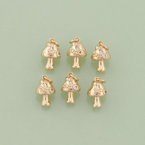 1pcs 18K Gold Filled Mushroom Pendant Mushroom Charm for DIY Jewelry Finding Necklace Bracelet AD-2944