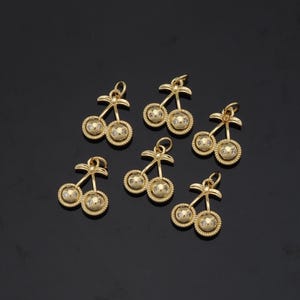18K Gold Filled Cherry Pendant Fruit Cherry Charm for DIY Jewelry Finding Necklace Bracelet AD-507