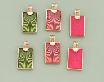1pcs 18K Gold Filled Enamel Rectangle Sun Pendant Celestial Charm for DIY Jewelry Finding Necklace Bracelet AD1875