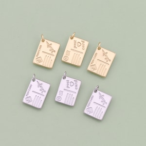 1 pièces carte postale remplie d'or 18 carats pendentif carte postale breloque pour bijoux à bricoler soi-même trouver collier bracelet AD-2829