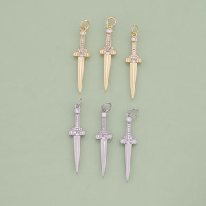 1pcs 18K Gold Filled CZ Sword Pendant Sword Charm for DIY Jewelry Finding Necklace Bracelet AD1880